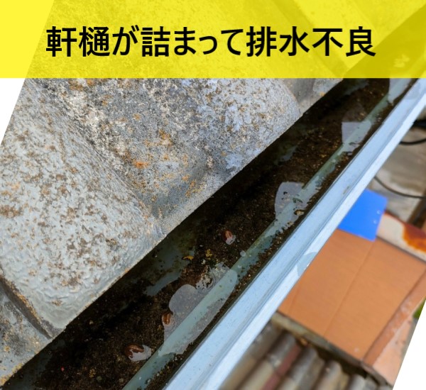軒樋の詰まり　雨樋修理　排水不良　熊本